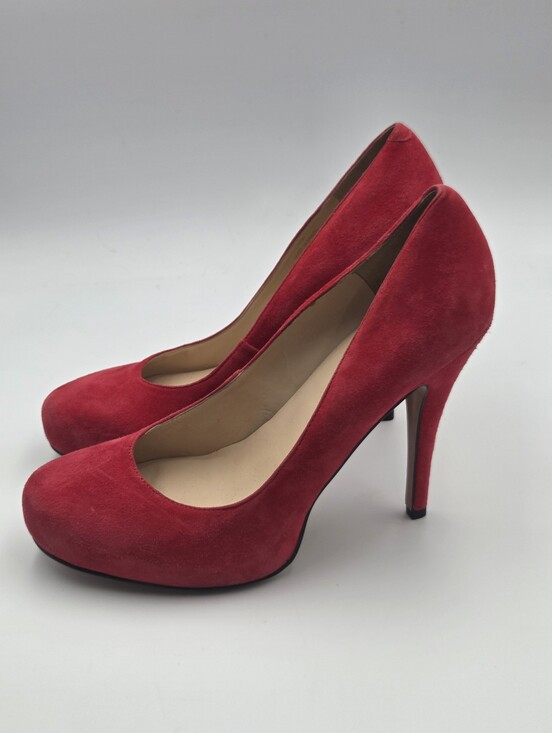 Talbots Shoes - Talbots Red Suede Leather 4in Heels Size 9B Career Shoes Chic Stilletto EUC